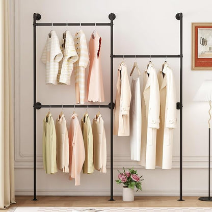Industrial Pipe Clothing Rack Wall Mount, Heavy Duty Pipe Clothing Rack by Smlttel
