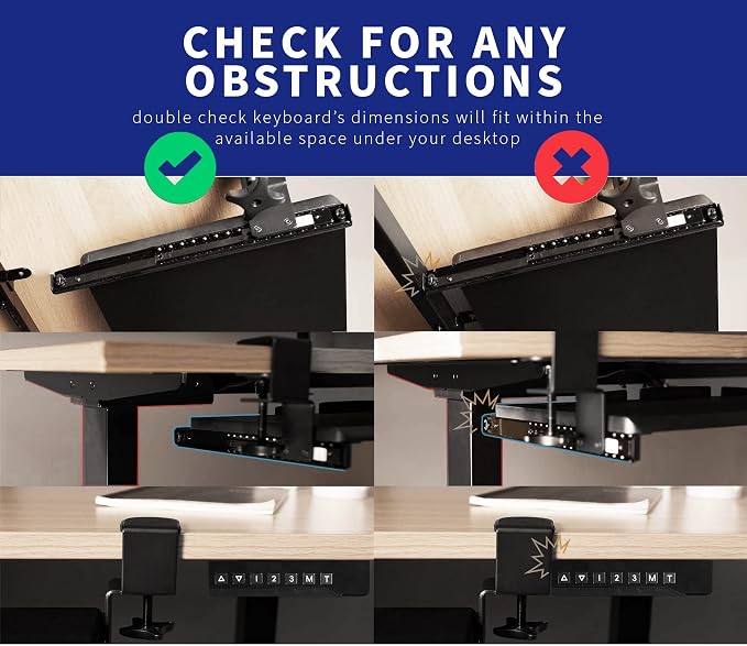 VIVO Large Clamp-on Height Adjustable Keyboard Tray, Pull Out Platform - Image 7