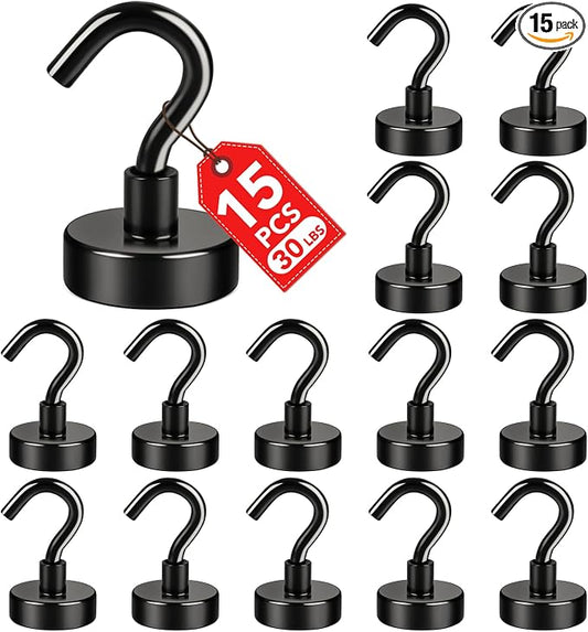 E BAVITE Magnetic Hooks, 15 Pack 30Lbs Strong Magnets by EBAVITE