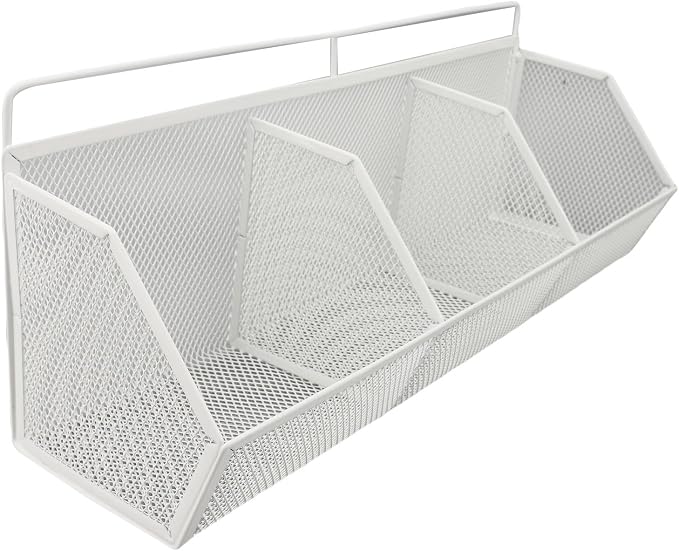 Metal Wire Basket, 3 Grids Wall Hanging Baskets, Wall Mount Slanted Opening - Image 8
