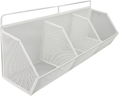 Metal Wire Basket, 3 Grids Wall Hanging Baskets, Wall Mount Slanted Opening - Image 8