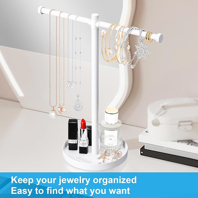 Jewelry Necklace Organizer Stand, 12.9" Tall Sturdy Metal Jewelry Stand - Image 5