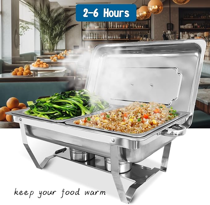 Chafing Dish for Buffet, 2 Pack Stainless Steel Chafing Servers Food Warmer Set - Image 4