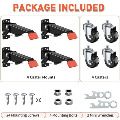 SPACEKEEPER Workbench Casters kit 720 Lbs Retractable Casters Heavy Duty Bench - Image 8