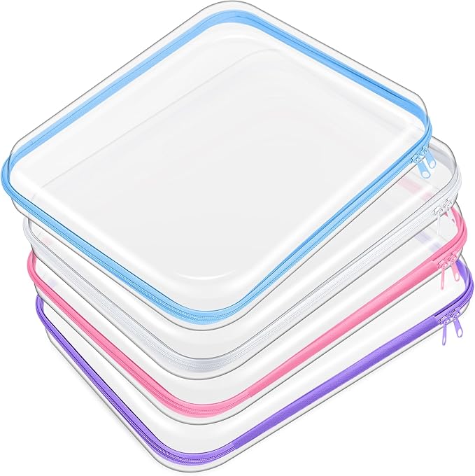 Hoolerry 4 Pcs Hard Clear Zipper Case Makeup Bags Plastic Pencil Pouch by Hoolerry