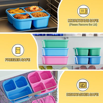 Canfanni 6 Pcs Snack Box Container Set, Reusable 3&4 Compartment Meal Prep - Image 5