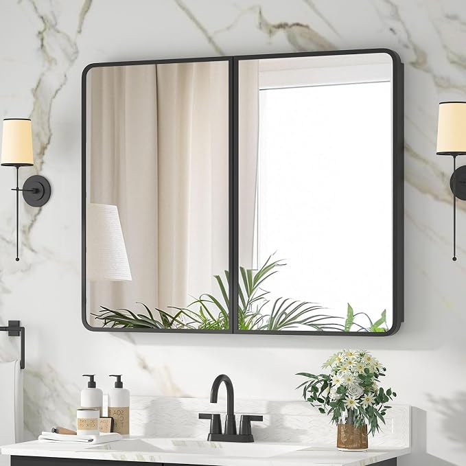 Bathroom Medicine Cabinet with Mirror 24 x 30 Inch, Mirrored Cabinets with - Image 9