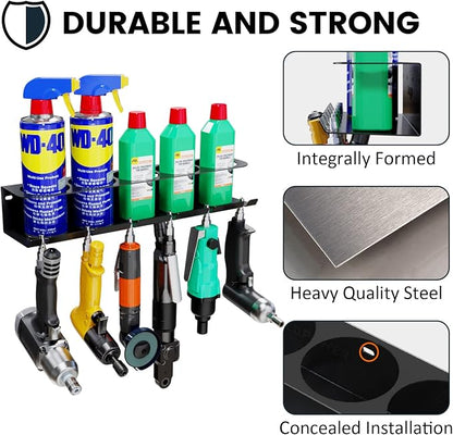 UNITEDPOWER Pneumatic Tool Holder/Aerosol Rack Combo, Wall Mounted Spray Can - Image 3