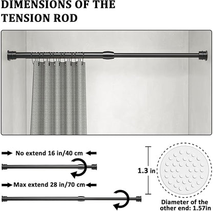 Small Tension Curtain Rods 16 to 28 Inches, Adjustable Expandable Short Shower - Image 6