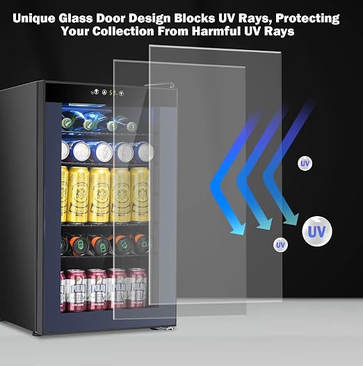COWSAR Mini Fridge Cooler, 95 Can Beverage Refrigerator - Image 4