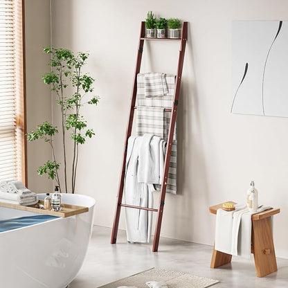 BAMBANG 6-Tier Blanket Ladder for Living Room, Blanket Quilt Ladder Rack Rustic - Image 6
