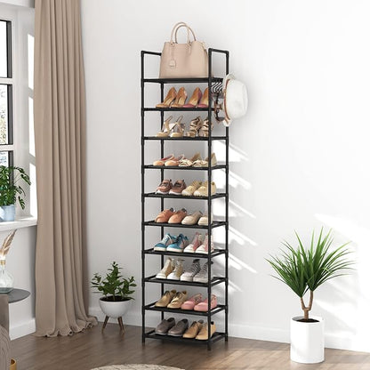 LANTEFUL 10 Tiers Tall Shoe Rack 20-25 Pairs Boots Organizer Storage Sturdy - Image 7