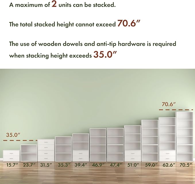 Homes: Inside + Out Apexa 4-Cube Storage Organizer Shelves, Stackable Wood - Image 3