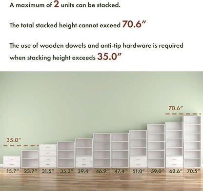 Homes: Inside + Out Apexa 4-Cube Storage Organizer Shelves, Stackable Wood - Image 3