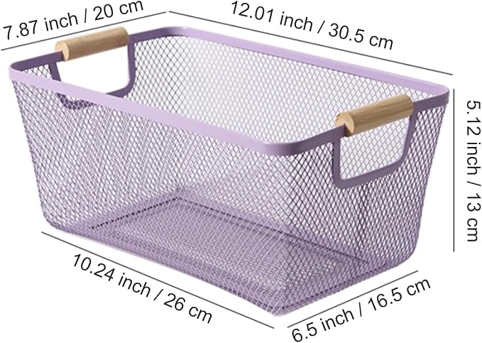 AJIODA Metal Mesh Steel Basket, Medium Wire Storage Organizer Basket - Image 2