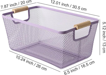 AJIODA Metal Mesh Steel Basket, Medium Wire Storage Organizer Basket - Image 2