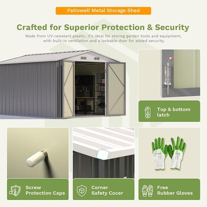 Patiowell 10 x 12 FT Metal Storage Shed - Image 5