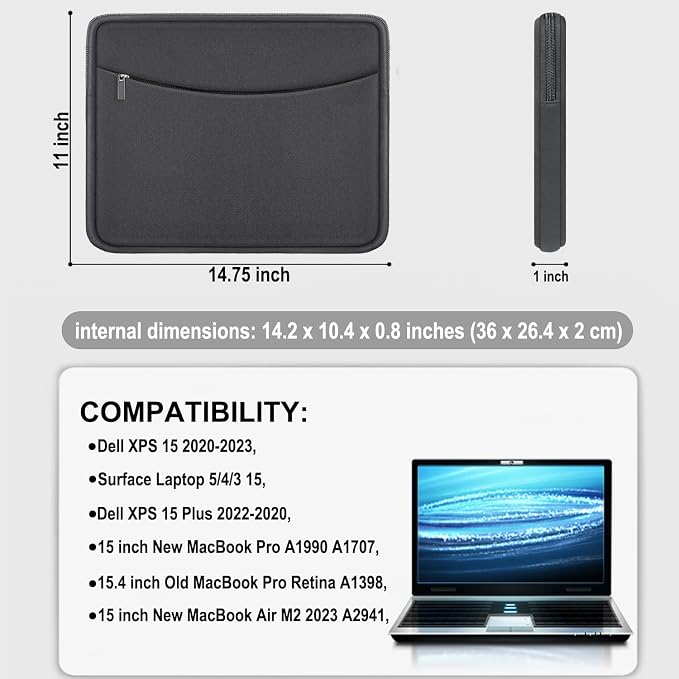 Laptop Sleeve Case 14 inch, Shockproof Protective Laptop Cover Carrying - Image 4