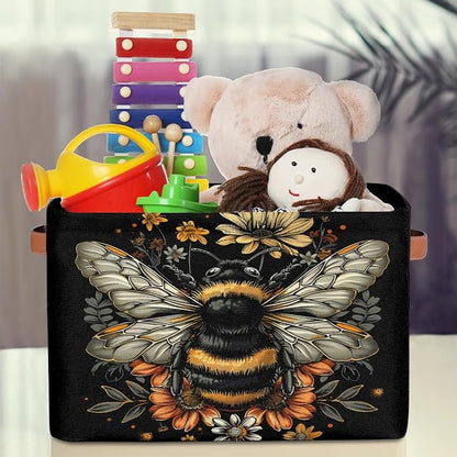 Pardick Basket Storage Bins Animal Bee Black Rectangle Cube Basket Box Kids - Image 3
