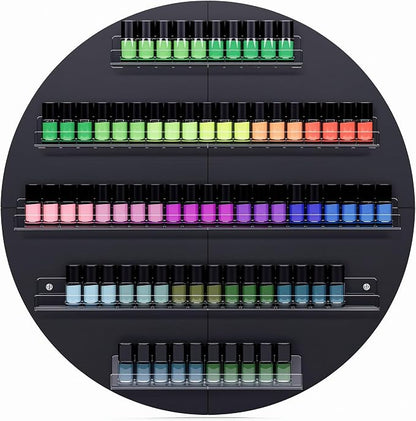 Wall Mount Nail Polish Organizer, Wood Nail Polish Rack w/Acrylic Barrier - Image 6