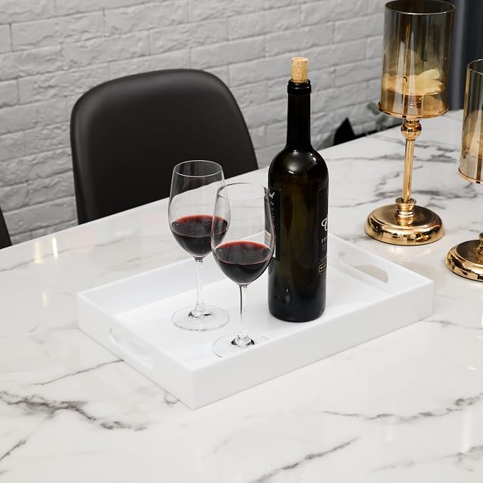 Glossy White Sturdy Acrylic Serving Tray - Image 6