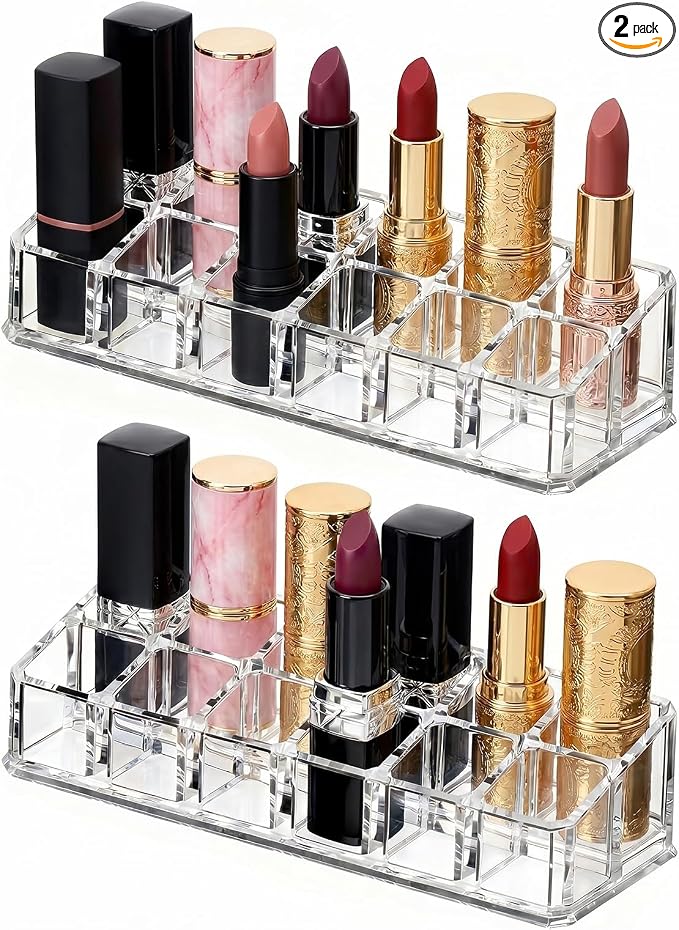 2pcs Lipstick Organizer, 12 Slots Lip Gloss Stick Holder by Unknown
