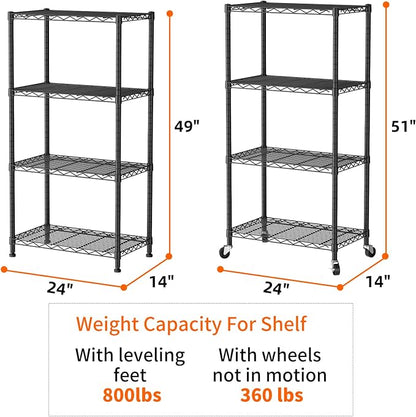 SINGAYE 4 Shelves Storage Shelf Wire Closet Bathroom Organizers Metal Pantry - Image 3