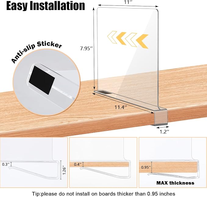 6 Pack Clear Acrylic Shelf Dividers - Image 2
