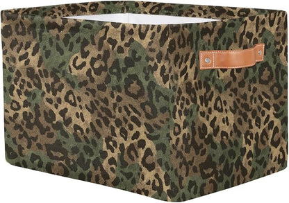 Pardick Leopard Cheetah Vintage Basket Storage Bins Large Fabric Toys Storage - Image 2