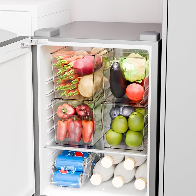 Yieach 4 Pack Stackable Clear Organizer Bins - Image 2
