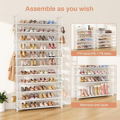 LANTEFUL 11 Tiers Tall Shoe Rack Holds 55 Pairs of Shoes - Image 5