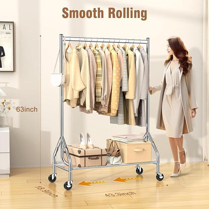 EAGMAK Heavy Duty Clothes Rack Load 420 LBS, Rolling Garment Rack - Image 5