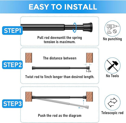 6 Pack Spring Tension Curtain Rod 8 to 12.5 Inch, DIY Mini Tension Rods No Drill - Image 7