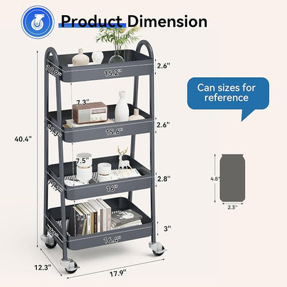 NEWBULIG 4-Tier Metal Rolling Cart - Image 4