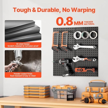 VEVOR Metal Pegboard Panels, 2 Panels, Heavy Duty Steel Peg Board Wall Organizer - Image 3