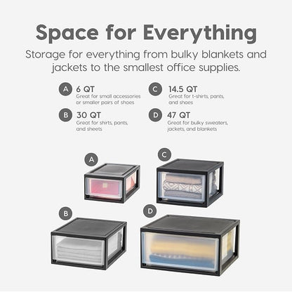IRIS USA 14.5 Qt. Plastic Drawer Storage Organizer Stacking Drawers, Stackable - Image 8