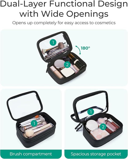 BAGSMART Double Layer Clear Makeup Bag, TSA-Approved Toiletry Bag, Large Opening - Image 3