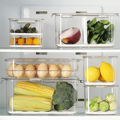 elabo Fruit Storage Containers for Fridge Fresh Produce Saver -3 Pack Stackable - Image 6