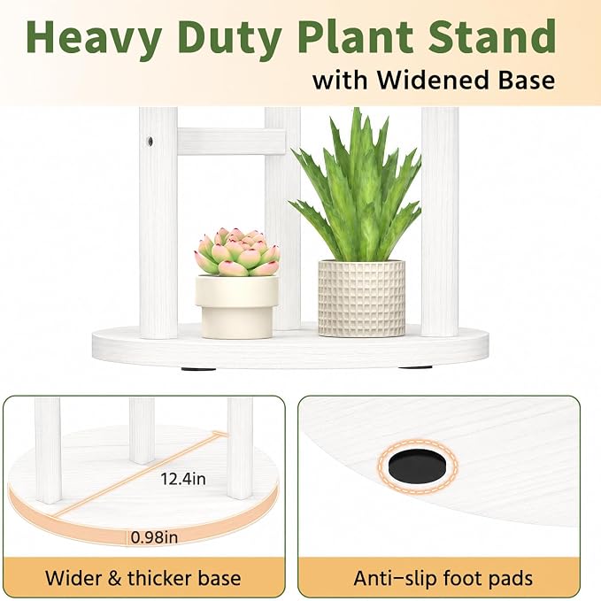 LASZOLA 3 Tiered Wood Plant Stand Indoor Corner, Flower Holder Rack Tall - Image 4