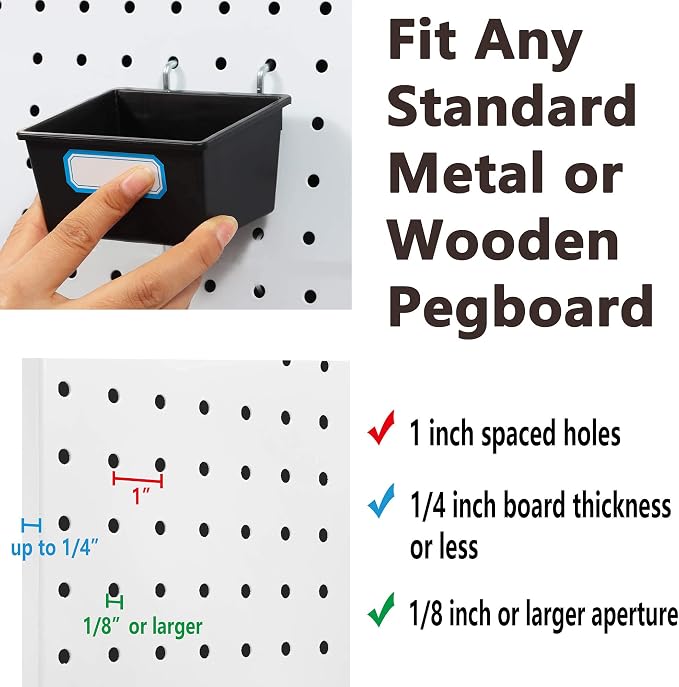 Pegboard Hooks with Bins, Peg Locks, - Image 4