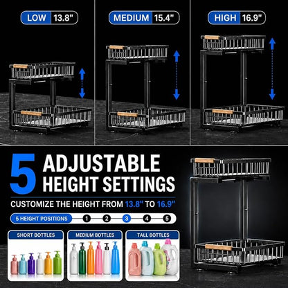 Under Sink Organizer, Pull Out Kitchen Storage Cabinet Organizer, Adjustable - Image 9
