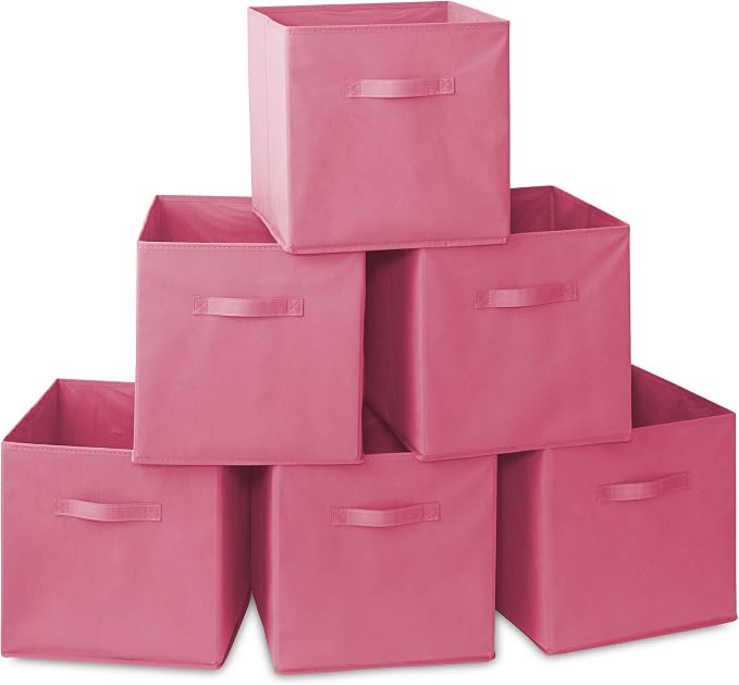 Casafield Set of 6 Collapsible Fabric Cube Storage Bins, Hot Pink by Casafield