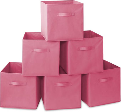 Casafield Set of 6 Collapsible Fabric Cube Storage Bins, Hot Pink by Casafield