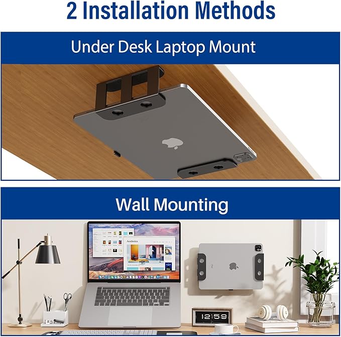 BYMECOST Under Desk Laptop Mount, Metal Under Desk Storage Holder, - Image 2