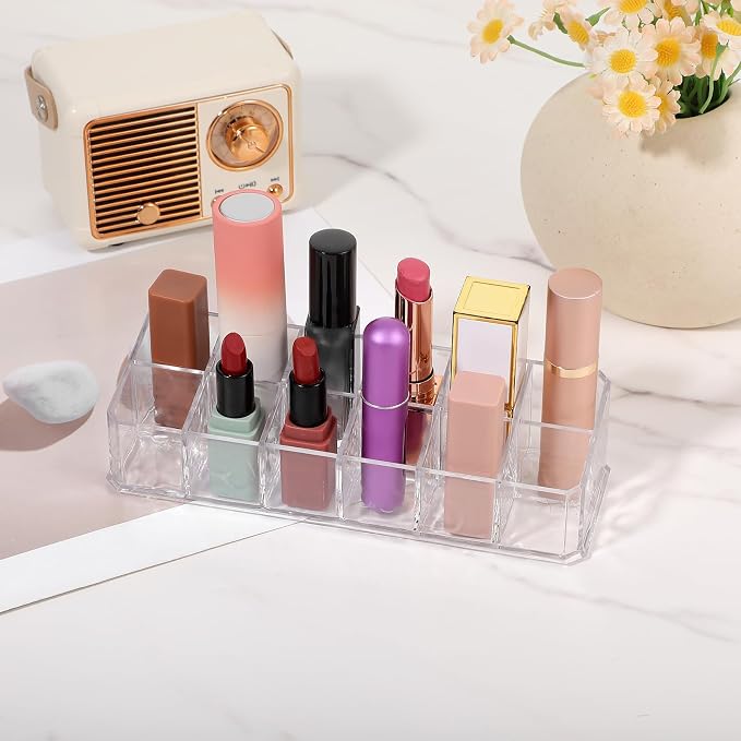 4 PCS Acrylic Lipstick Organizer, Lipstick Holder, 12-Slot Lip Gloss Holder - Image 4