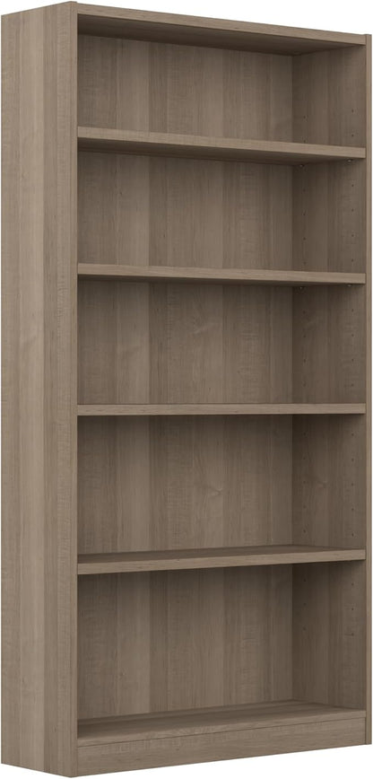 Bush Furniture Universal Tall 5 Shelf Bookcase in Ash Gray, Vertical Storage by BushHome