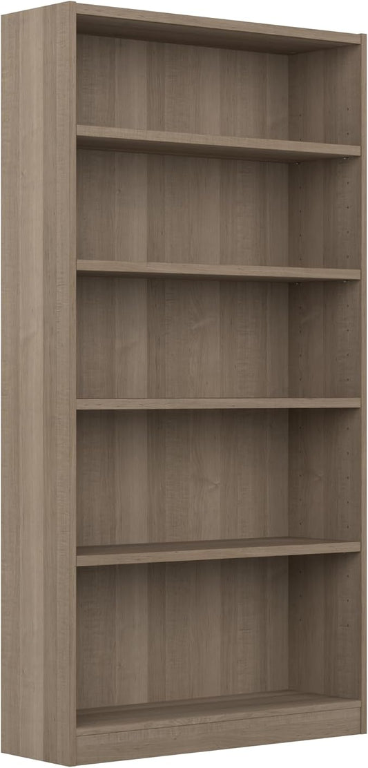 Bush Furniture Universal Tall 5 Shelf Bookcase in Ash Gray, Vertical Storage by BushHome