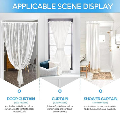 Tension Curtain Rod 16-28'' 6 Pcs White Adjustable Spring Rods | 5/8 Inch - Image 5