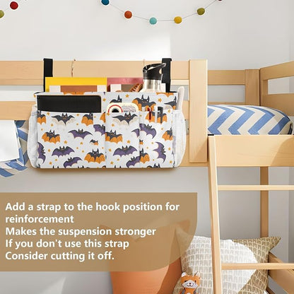White Halloween Bats and Stars Bedside Caddy - Image 6