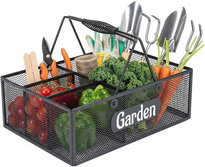 Garden Tool Storage, 4 Compartments Metal Mesh Garden Caddy, Portable Garden by Xbopetda